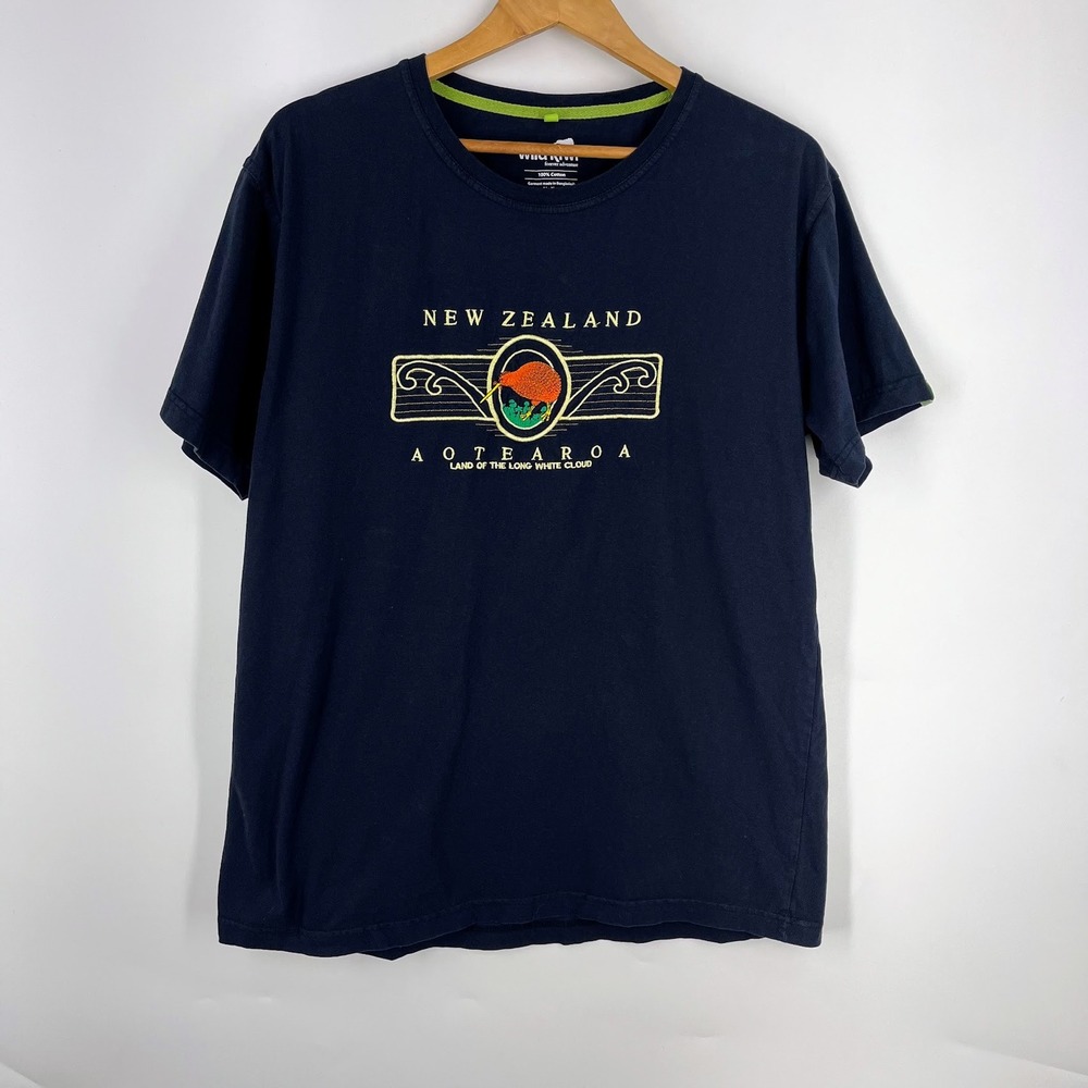 Wild Kiwi Mens New Zealand Aotearoa Graphic T-Shirt Navy Blue‎ Cotton Tee Large